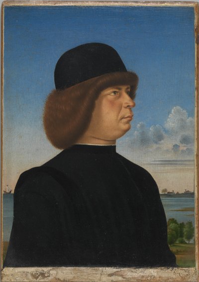 Portræt af Alvise Contarini(); (bagside) En tøjret råbuk af Jacometto Veneziano