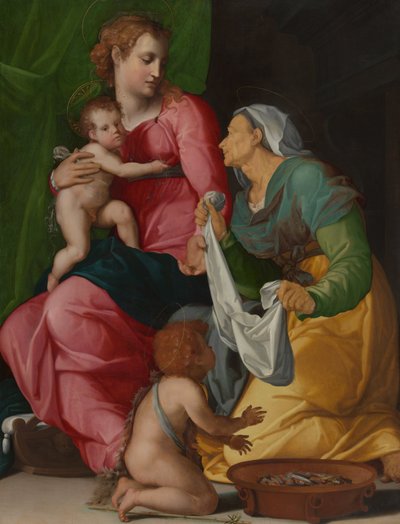 Madonna og barnet med de hellige Elizabeth og Johannes Døberen af Jacopino del Conte