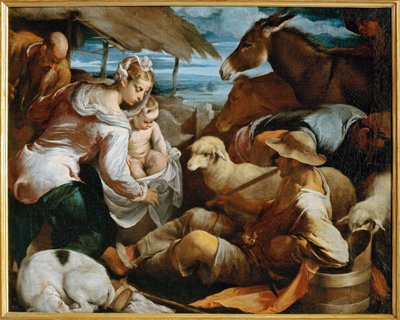 Hyrdernes tilbedelse (maleri på lærred) af Jacopo (1510-92) Bassano