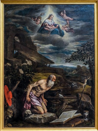 Sankt Hieronymus i ørkenen af Jacopo (1510-92) Bassano