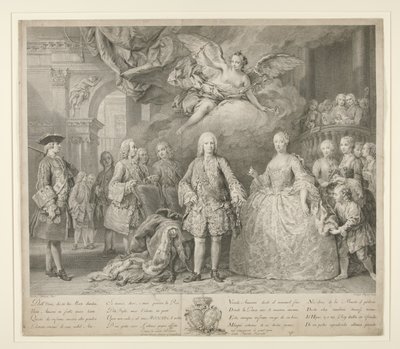 Ferdinand VI og hans dronning Maria Barbara af Braganza med Scarlatti og den berømte italienske kastrat Farinelli af Jacopo (after) Amigoni