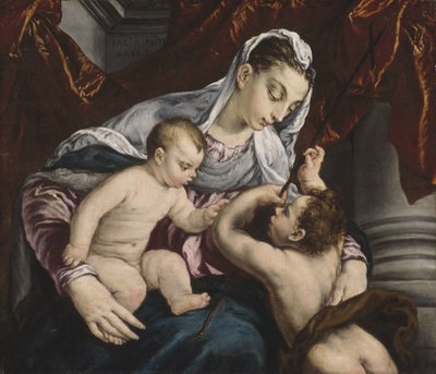 Jomfru og barn med den unge Sankt Johannes Døberen, 1560/65 af Jacopo Bassano