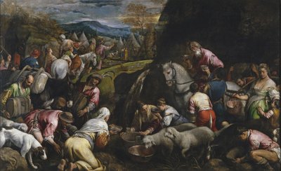 Moses slår vand fra klippen af Jacopo Bassano il vecchio