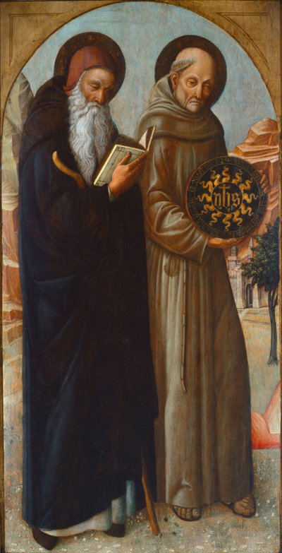 Sankt Anthony Abbot og Sankt Bernardino af Siena af Jacopo Bellini
