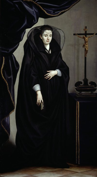 Portræt af en adelsdame klædt i sorg, ca. 1600. af Jacopo Chimenti