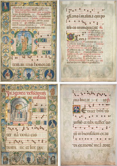 Pair of Graduals: Initial (M) med St. Andrew (recto) og Mass for the Dead (recto) af Jacopo Filippo d