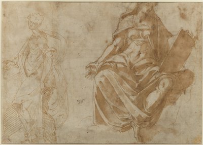 Sankt Cecilia og en siddende kvindeskikkelse, der holder en bog af Jacopo Ianguidi Bertoia