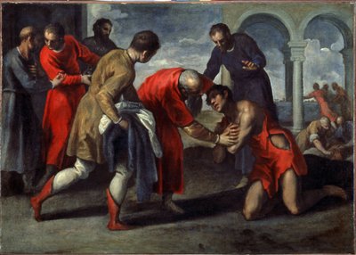 Den fortabte søns tilbagevenden. Maleri af Jacopo Palma il Giovane den Yngre (1544-1628), efter 1600. Olie på lærred. Italiensk kunst, maneristisk stil. Galleria dell