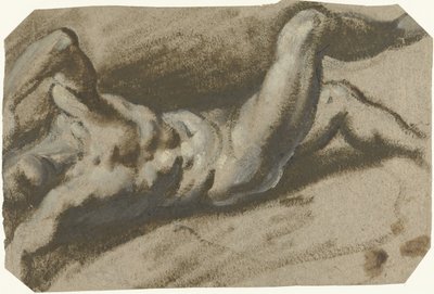 Tilbagelænet nøgen ung mand af Jacopo Palma (il Giovane) (attributed to)