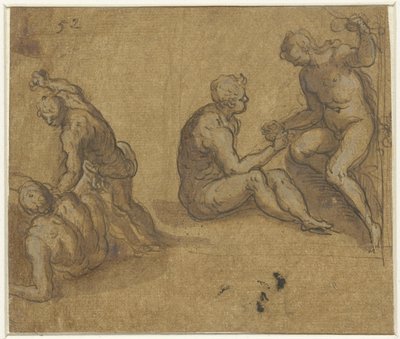 Adam og Eva under træet og Kain dræber Abel af Jacopo Palma (il Giovane)