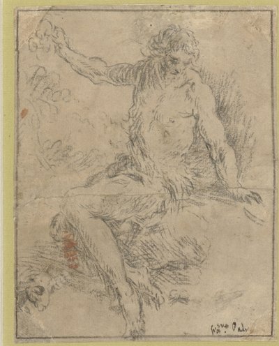 Siddende Johannes Døberen af Jacopo Palma (il Giovane)