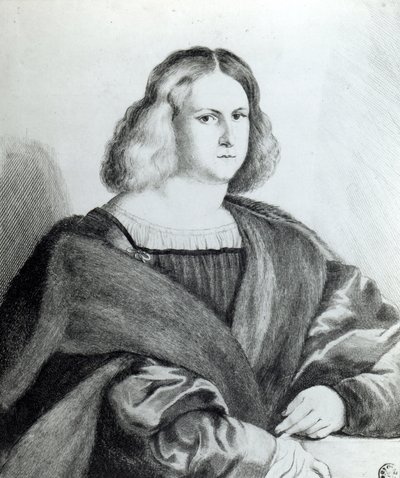 Portræt af en ung mand, trykt af Wenceslaus Hollar, 1650 af Jacopo Palma