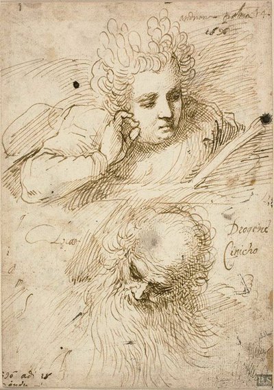 Andriana Palma og Diogenes den kyniker af Jacopo Palma il Giovane