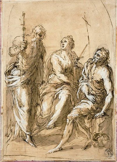 Den hellige Justina af Padua på tronen med de hellige Jakob den Mindre og Johannes Døberen af Jacopo Palma il Giovane