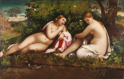 To nymfer i hvile Jupiter og Callisto, ca. 1520. af Jacopo Palma il Vecchio the Elder