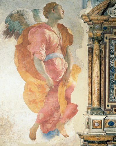 Ærkeenglen Gabriel af Giacomo Carucci kendt som Pontormo (1494-1556), freskomaleri, Capponi-kapellet, Santa Felicita-kirken, Firenze af Jacopo Pontormo