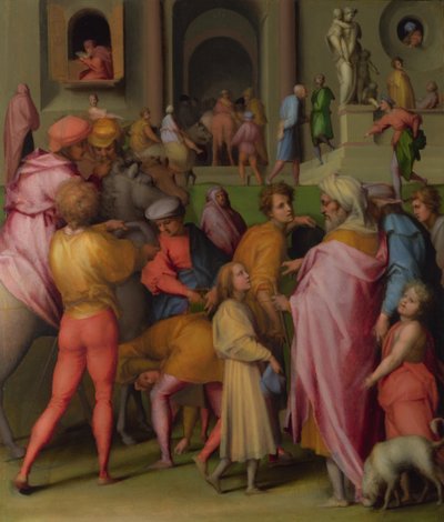 Joseph solgte til Potifar fra Scener fra historien om Josef, ca 1515 af Jacopo Pontormo