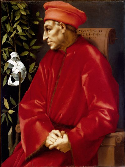 Portræt af Cosimo (Cosimo de Medici), dit Cosimo den Gamle Medici (1389-1464) Maleri af Jacopo (Iacopo) Carrucci dit il Pontormo (Pontormo) (1494-1556) 1518-1519 Søn. 86x65 cm Galleri ( Office, Uffiz) ) © Luisa Ricciarini / Leemage af Jacopo Pontormo