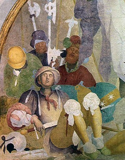 Opstandelsen, lunette fra passionens freskomalericyklus, 1523-26 af Jacopo Pontormo