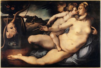Venus og Amor (Venus og Amor) Maleri af Jacopo Carrucci dit il Pontormo (Pontormo) (1494-1556) 1532-1534 Dim 128x197 cm Firenze, Accademia Gallery Italien af Jacopo Pontormo