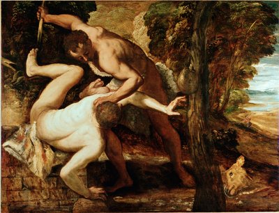 Kain dræber Abel Maleri af Jacopo Robusti dit il Tintoretto (Tintoret) (1518-1594) 1550-1553 Søn. 149x196 cm Galleri of the Accademia, Venedig af Jacopo Robusti Tintoretto