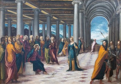 Kristus og horfruen, ca. 1545-48 (olie på lærred) af Jacopo Robusti Tintoretto