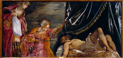 Judith og Holofernes maleri af Jacopo Robusti kaldet Tintoret (Il Tintoretto) (1518-1594) 1500-tallets sol. 0,58x1,19 m Madrid, Musee du Prado af Jacopo Robusti Tintoretto