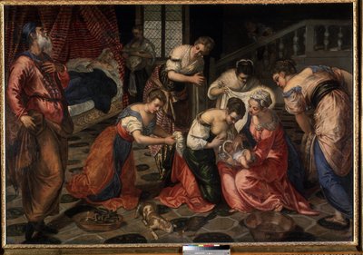 La nativite de Saint Jean Baptiste (Sankt Johannes Døberens fødsel). Maleri af Tintoretto (Jacopo Robusti kaldet Tintoretto af Jacopo Robusti Tintoretto