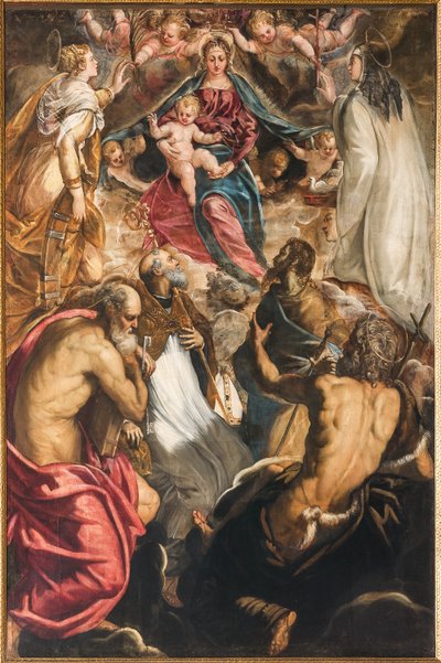 Madonna med spædbarnet Jesus og hellige af Jacopo Robusti Tintoretto