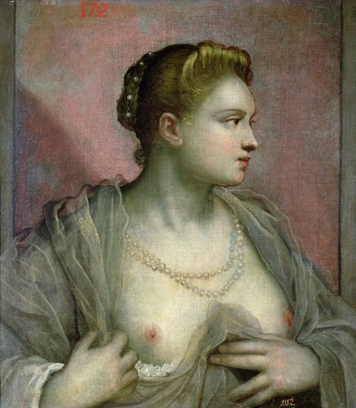 Portræt af en kvinde, der afslører sine bryster, c.1570 af Jacopo Robusti Tintoretto