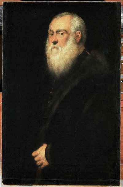 Portræt af en ældre mand med hvidt skæg (olie på lærred) af Jacopo Robusti Tintoretto