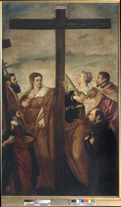 De hellige Helena, Barbara, Andrew, Macarius, en anden hellig og en hengiven tilbeder korset, ca. 1560 (olie på lærred) af Jacopo Robusti Tintoretto