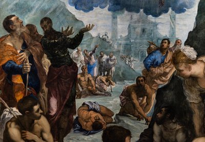 St. Augustine helbreder den lamme, detalje af Jacopo Robusti Tintoretto