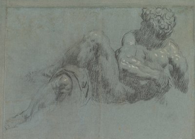 Studie efter Michelangelos Giorno, ca. 1550-55 (kridt på papir) af Jacopo Robusti Tintoretto