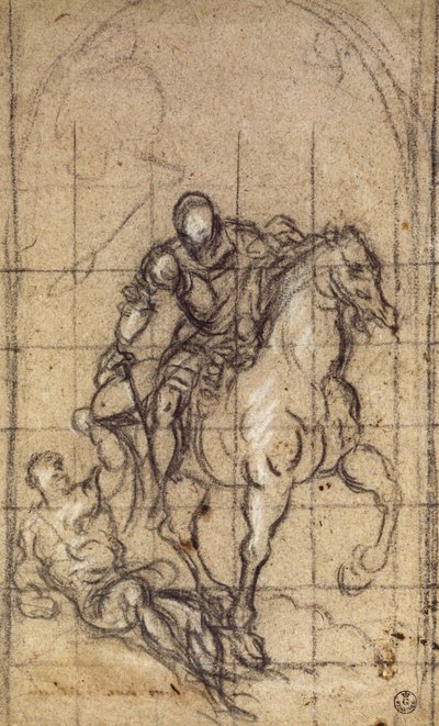 Study for San Martino af Jacopo Robusti kendt som Tintoretto (1519-1594), tegning af Jacopo Robusti Tintoretto