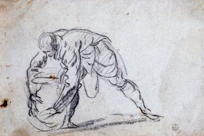 Studie til bøjet mandsfigur af Jacopo Robusti Tintoretto
