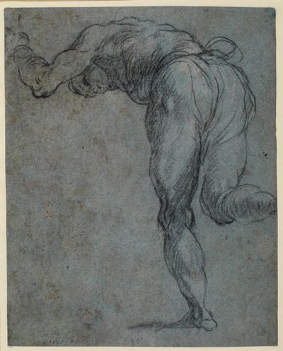 Studie af en mandsfigur, der bøjer frem, 1575-c.1585 af Jacopo Robusti Tintoretto