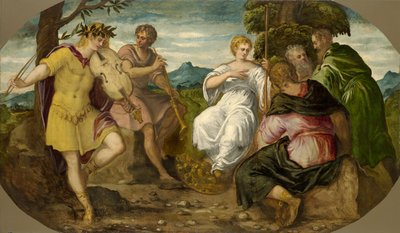 Musikkonkurrencen mellem Apollo og Marsyas, ca 1545. af Jacopo Robusti Tintoretto