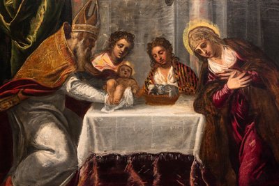 Præsentationen i templet, detalje, ca. 1540 (olie på lærred) af Jacopo Robusti Tintoretto