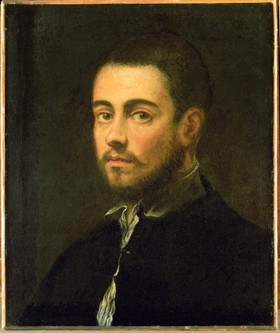 Ung mand med skæg ... (olie på lærred) af Jacopo Robusti Tintoretto
