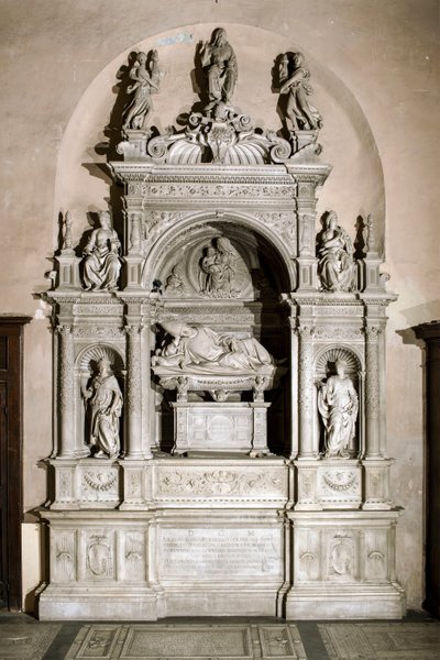 Begravelsesmonument til hyldest til kardinal Ascanio Maria Sforza (marmorskulptur, 1505-1507) af Jacopo Sansovino