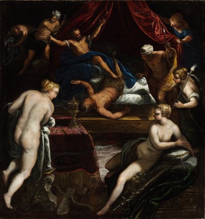 Herkules uddriver faunen fra Omphales seng af Jacopo Tintoretto