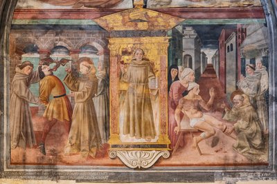 Historier om Sankt Antonius af Padova, niche om Sankt Antonius af Padova, midten af det femtende århundrede (fresko) af Jacopo Vincioli