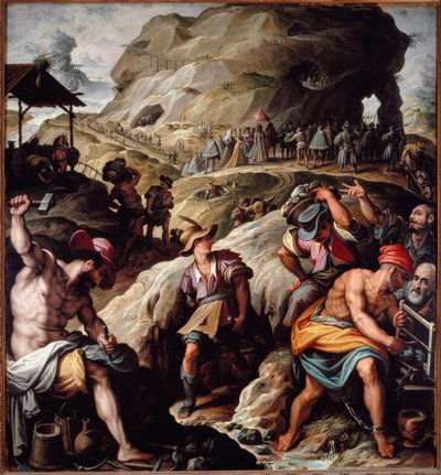 Udvinding af en malm fra en mine (maleri af Jacopo Zucchi