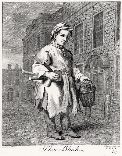 The Shoe Black, graveret af Wagner, 1739 af Jacopo after Amiconi