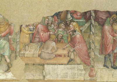 Joseph solgt af sine brødre (fresko) af Jacopo da Bologna