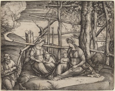Hellig familie med Saint Elizabeth og spædbarnet Saint John the Baptist, ca. 14991501. af Jacopo de Barbari