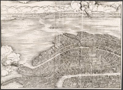 Udsigt over Venedig [blok øverst til venstre] af Jacopo de