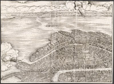 Udsigt over Venedig [øverste venstre blok], 1500. af Jacopo de Barbari