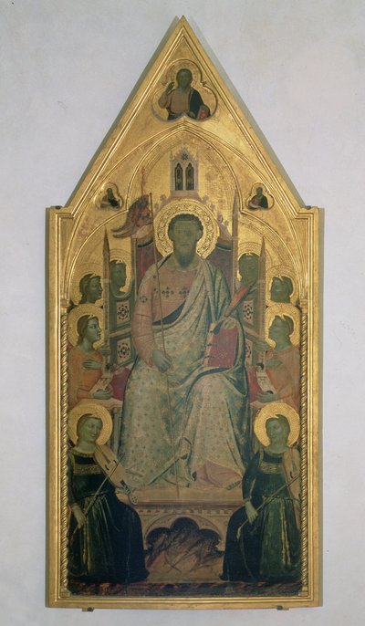 St. Bartholomew troner med engle (tempera på panel) af Jacopo del Casentino